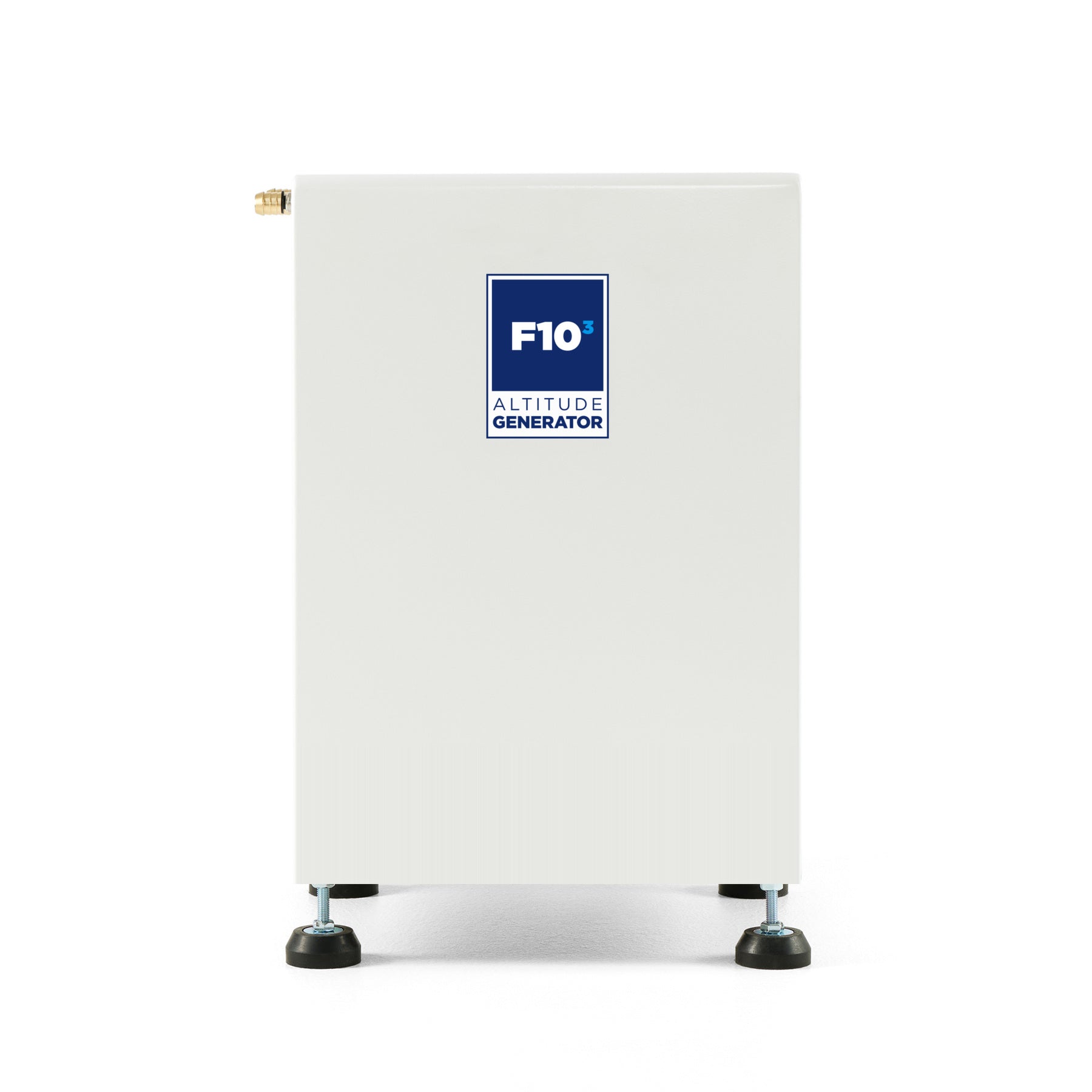 Box Altitude F10 altitude generator, an upright white cabinet with a brass hose fitting